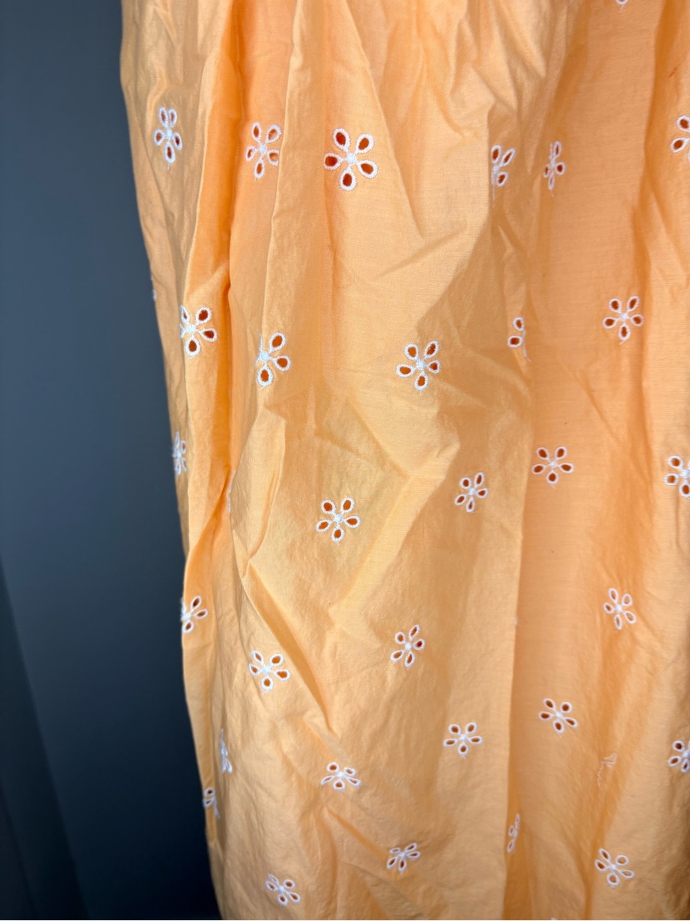 Old Navy Peach Orange Floral Eyelet Spaghetti-Strap Smocked Midi Dress Size S - Picture 6 of 8